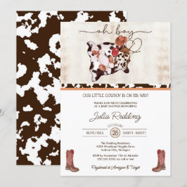 Little Cowboy Rustic Western Boy Baby Dusche Einladung