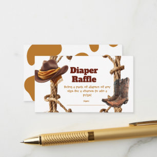 Little Cowboy Western Baby Shower Windelraffel Begleitkarte