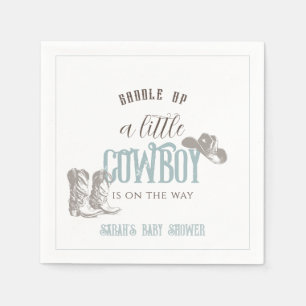 Little Cowboy Western Blue Boy Baby Dusche Serviette