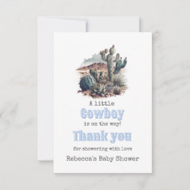 Little Cowboy Western Blue Boy Baby Dusche Willkom Dankeskarte