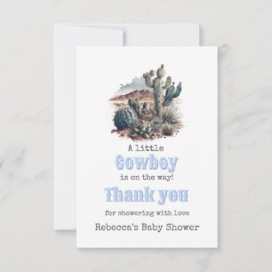 Little Cowboy Western Blue Boy Baby Dusche Willkom Dankeskarte