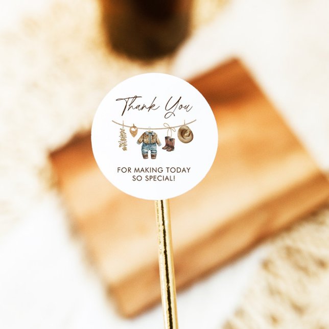 Little Cowboy, Western Wild West Rodeo Kinderdusch Runder Aufkleber (Von Creator hochgeladen)