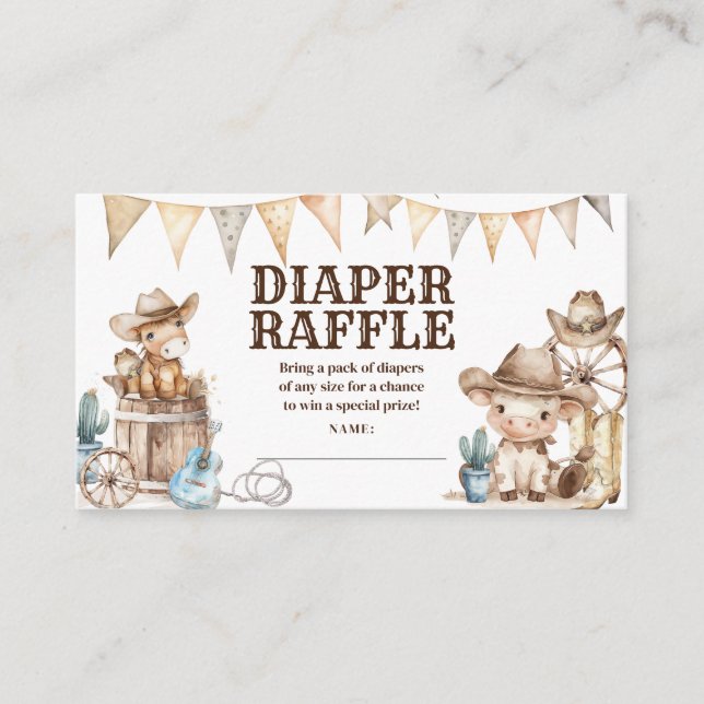 Little Cowboy Wild West Baby Duschdusche Windelwin Begleitkarte (Vorderseite)