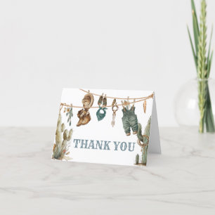 Little Cowboy Wild West Baby Shower Dankeskarte