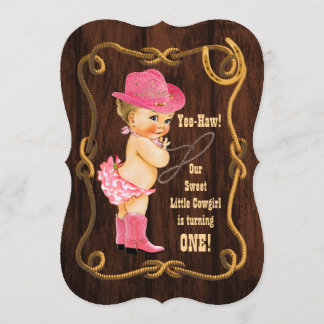 Little Cowgirl 1. Geburtstag Einladung