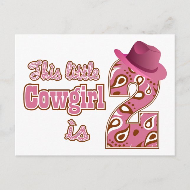Little Cowgirl 2. Geburtstag Postkarte (Vorderseite)