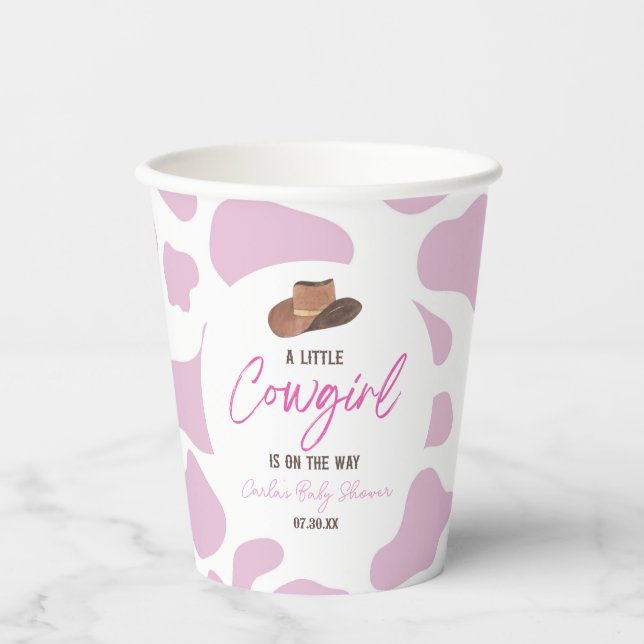 Little Cowgirl Cow Girl Rodeo Western Baby Shower Pappbecher (Vorderseite)