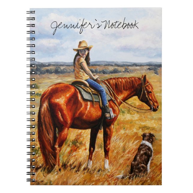 Little Cowgirl on Cattle Horse Notizblock (Vorderseite)