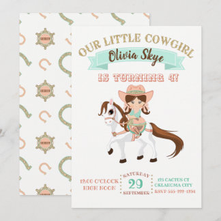 Little Cowgirl on Horse Girls Birthday Einladung