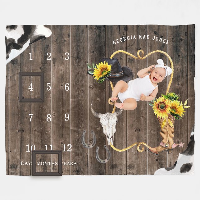 Little Cowgirl Western | Baby Milestone Blanket Fleecedecke (Von Creator hochgeladen)