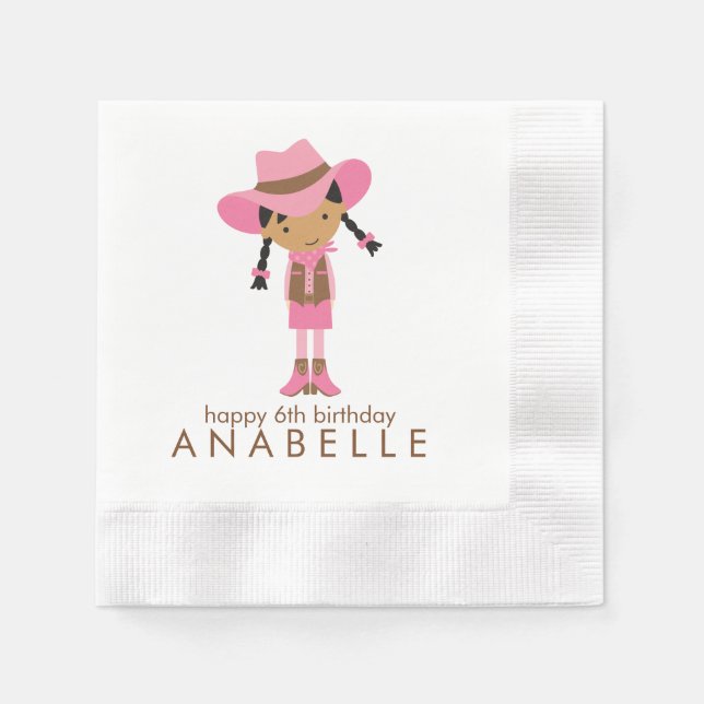 Little Cowgirl Western Birthday Party Serviette (Vorderseite)