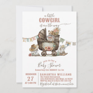 Little Cowgirl Wild West Boho Baby Girl Dusche Einladung