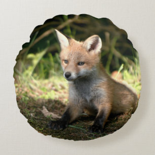 Little Cub Red Fox Rundes Kissen