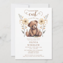 Little Cub Watercolor Teddy Bear Baby Dusche