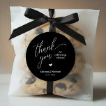 Little Cute Heart Modern Minimal Wedding Gifts  Runder Aufkleber<br><div class="desc">Modern Sweet Wedding Minimalist Thank You Gifts Classic favor Round Sticker,  in classy handwriting script,  cute little red heart,  with bride and groom name and date,  in black and white.</div>