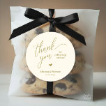 Little Cute Heart Modern Minimal Wedding Gifts  Runder Aufkleber<br><div class="desc">Modern Sweet Wedding Minimalist Thank You Gifts Classic favor Round Sticker,  in classy handwriting script,  cute little red heart,  with bride and groom name and date,  in yellow gold.</div>