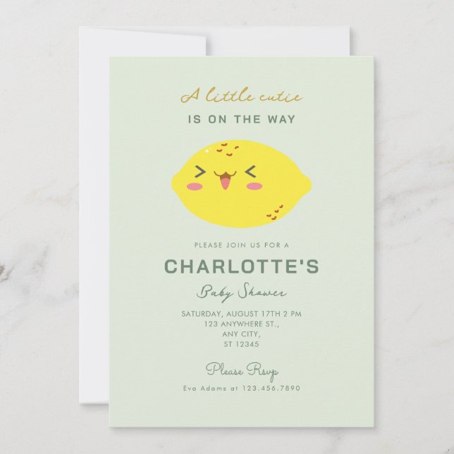 Little Cutie Lemon Citrus Baby Shower Invitation (Devant)