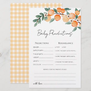 Little Cutie Orange Baby Shower Vorhersagekarte