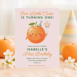 Little Cutie Orange Citrus 1. Geburtstagseinladung Einladung