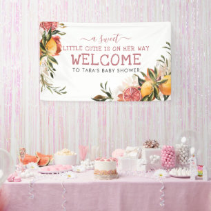 Little Cutie   Orange Citrus Botanische Babyparty Banner