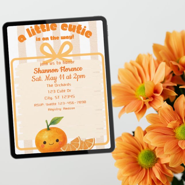 Little Cutie, orange, clementine baby shower Einladung (Von Creator hochgeladen)