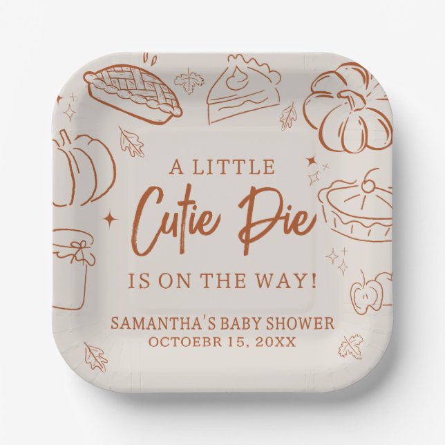 Little Cutie Pie Fall Baby Shower Pappteller (Vorderseite)