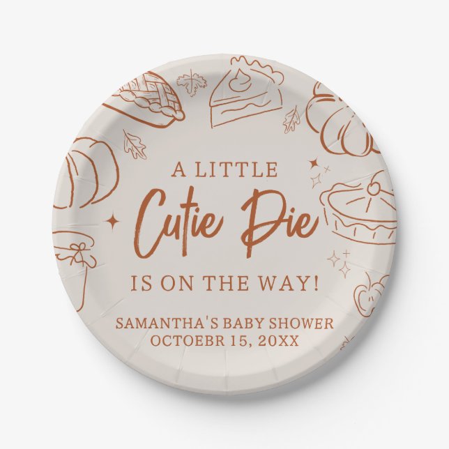 Little Cutie Pie Fall Baby Shower Pappteller (Vorderseite)
