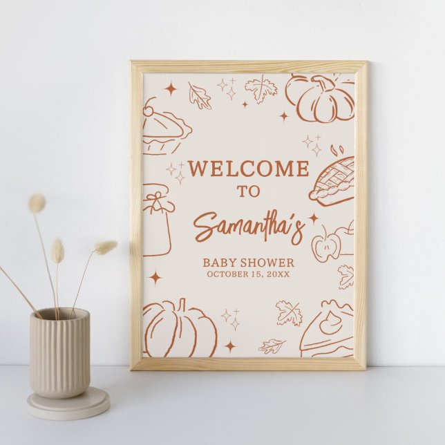 Little Cutie Pie Fall Baby Shower Welcome Sign Poster (Little Cutie Pie Baby Shower Welcome Sign)