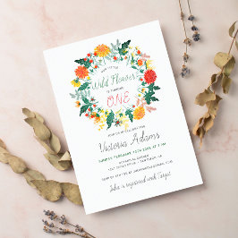 Little Dahlia Wildblume Wreath Foto Geburtstag Einladung