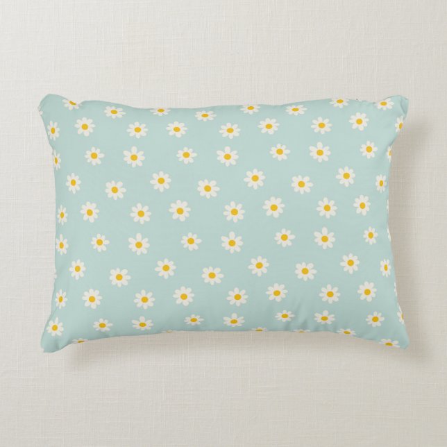Little Daisies - soft teal Dekokissen (Vorderseite)
