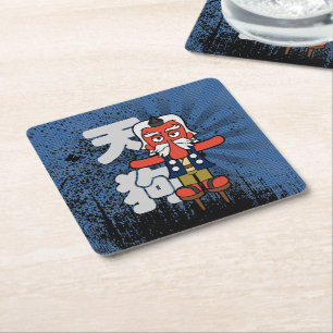 Little Daitengu Yokai Grunge Rechteckiger Pappuntersetzer