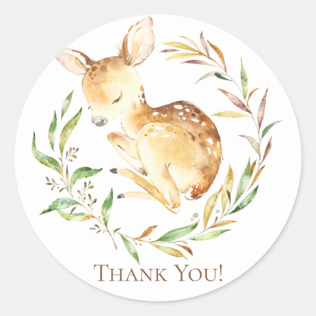 Little Deer Baby Dusche Danke, dass du Sticker bev (Vorderseite)
