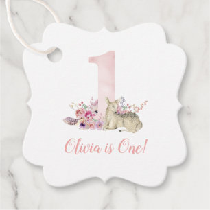 Little Deer First Birthday Party Fvor Tag Geschenkanhänger