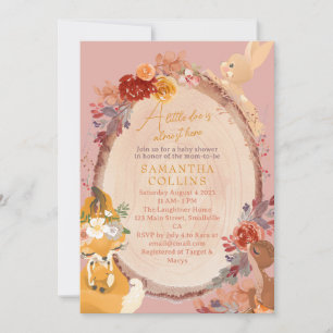 Little Deer Girl Woodland Baby Shower Einladung