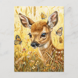 Little Deer in der insektenreichen Wiese Postkarte