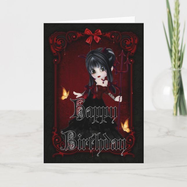 Little Devil 1 Gothic Happy Birthday Card Karte (Vorderseite)
