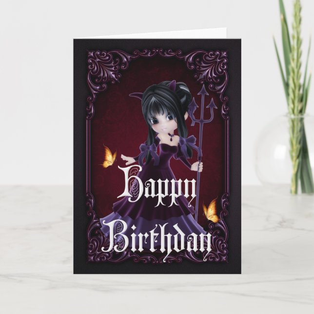 Little Devil 6 gothique Bonne carte d'anniversaire (Devant)