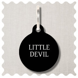 Little Devil Funny Black Dog Round Pet Tag Haustiermarke
