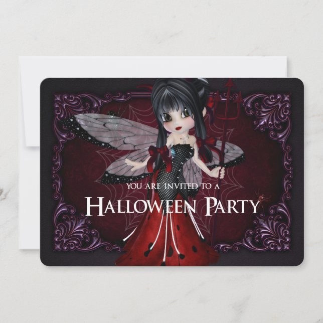 Little Devil Ladybug Fantasy Halloween 1 Einladung (Vorderseite)