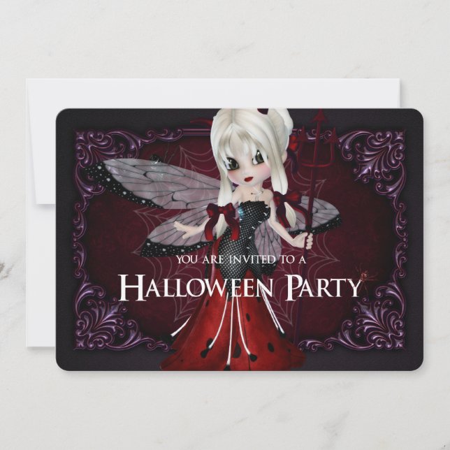 Little Devil Ladybug Fantasy Halloween 2 Einladung (Vorderseite)