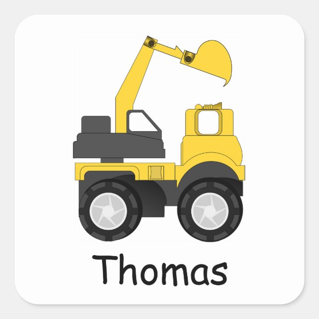 Little Digger Personalised Kid's Quadratischer Aufkleber (Vorderseite)