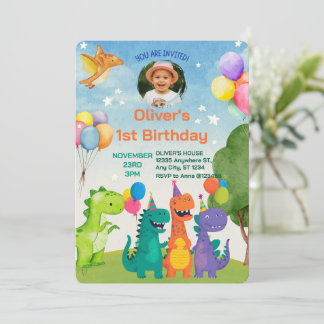 Little Dino 1st Birthday Invitation Einladung