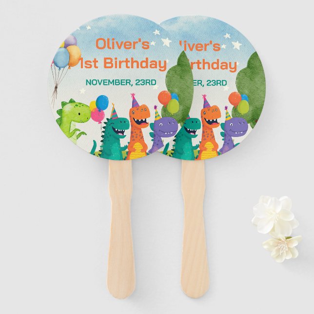 Little Dino 1st Birthday Set of Fans Fächer (Vorne und Hinten)