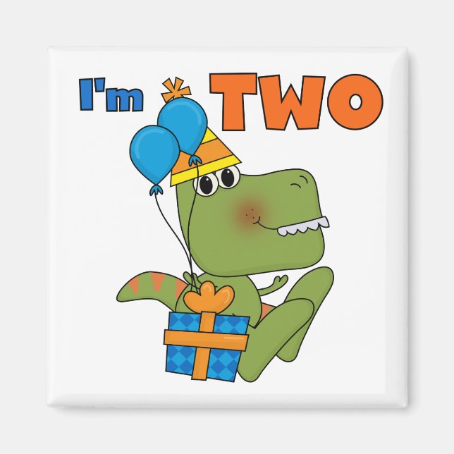 Little Dino 2. Geburtstag Tshirts und Geschenke Magnet (Vorne)