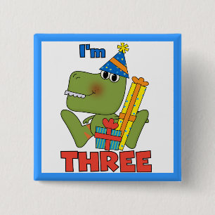 Little Dino 3. Geburtstag Tshirts und Geschenke Button