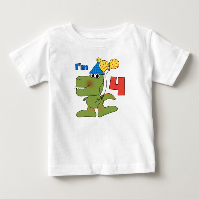 Little Dino 4th Birthday Tshirts et cadeaux (Devant)