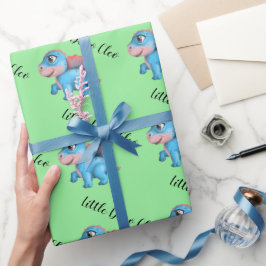 Little Dino auf dem Way Baby Shower Wrapping Paper Geschenkpapier