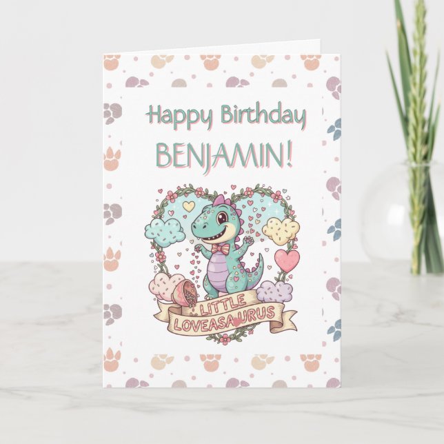 Little Dino Birthday Wishes Karte (Vorderseite)