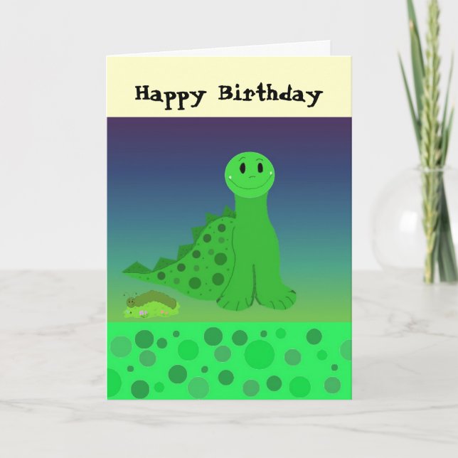 Little Dinosaur Birthday Karte (Vorderseite)