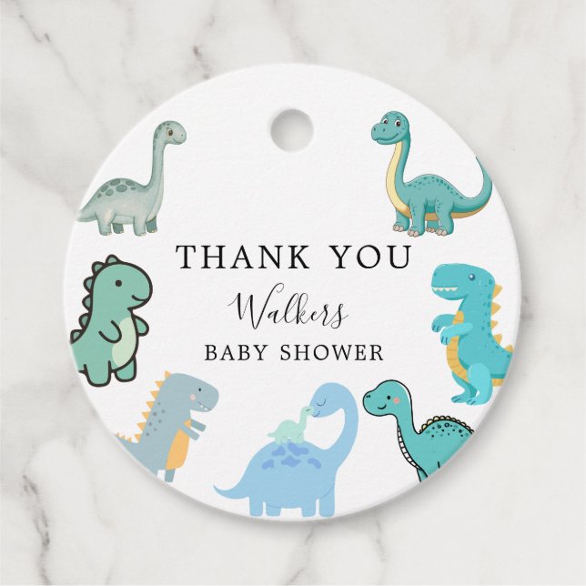 Little Dinosaur Cute Baby Shower Geschenkanhänger (Vorderseite)